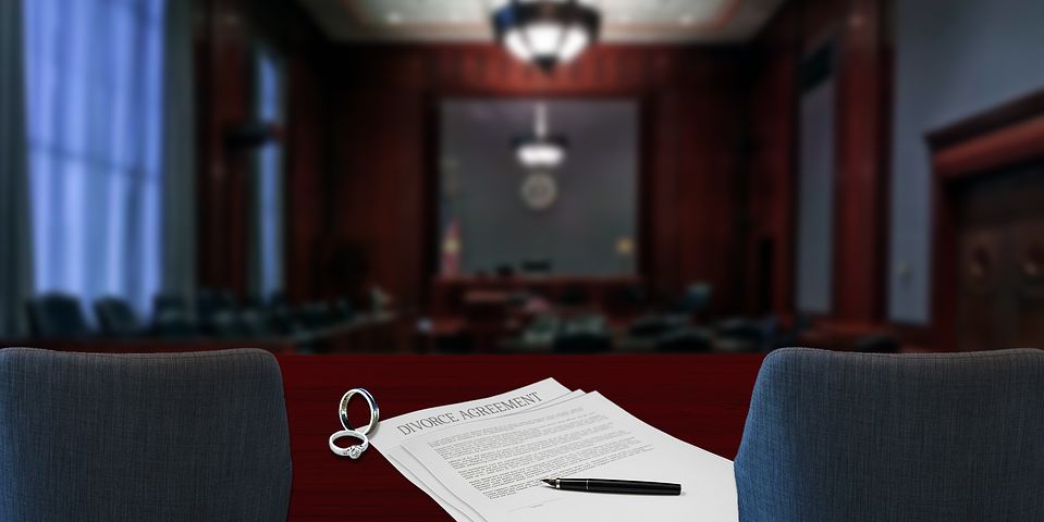 Divorce Papers Inside A Courtroom